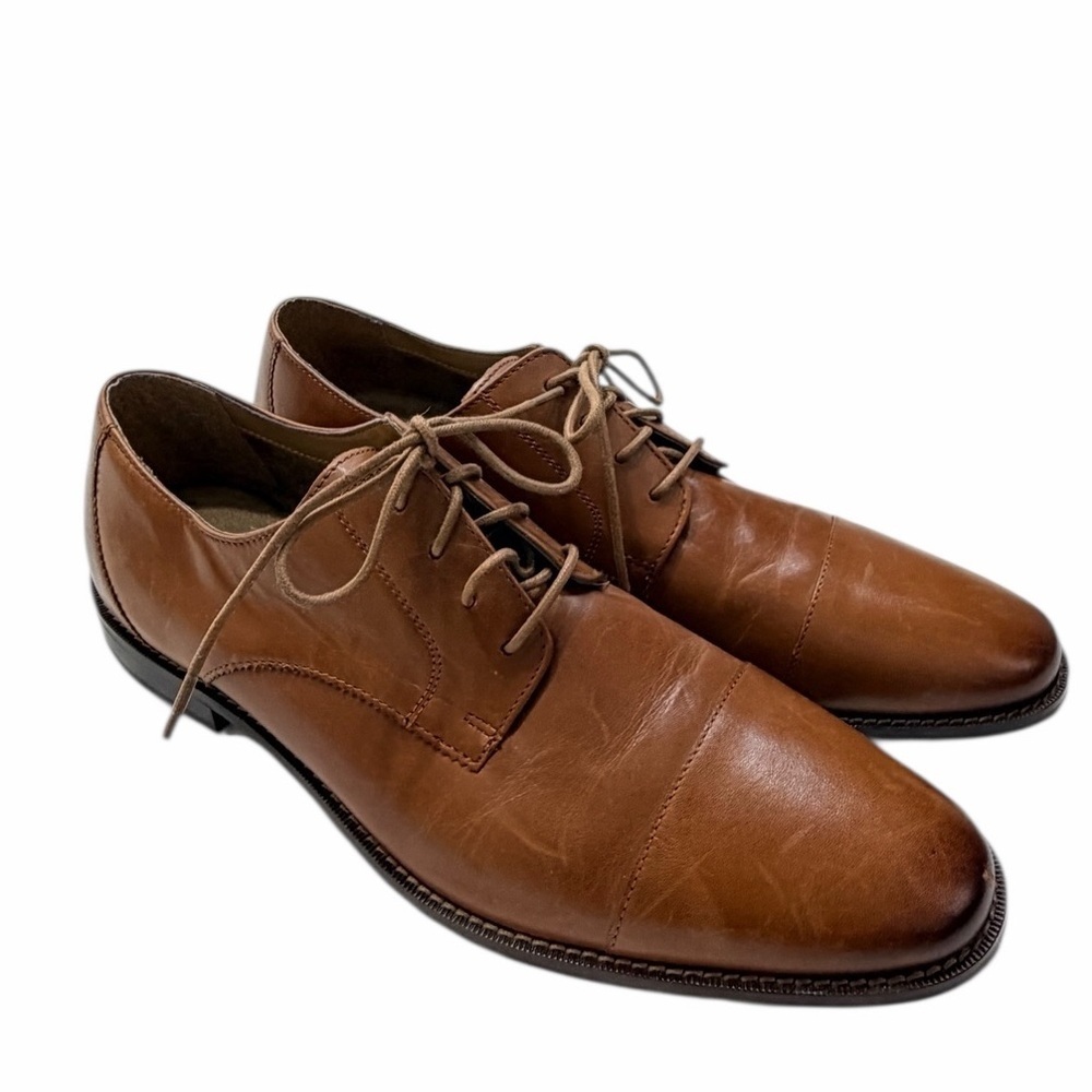 Florsheim Leather Cap Toe Oxford Dress Shoes Men Size 12 D Cognac Business shoe - Picture 2 of 12